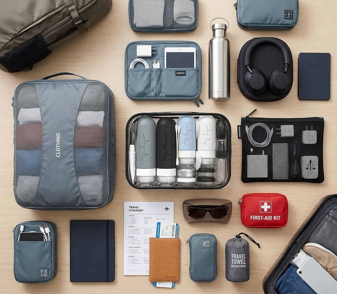 Travel luggage and packing essentials